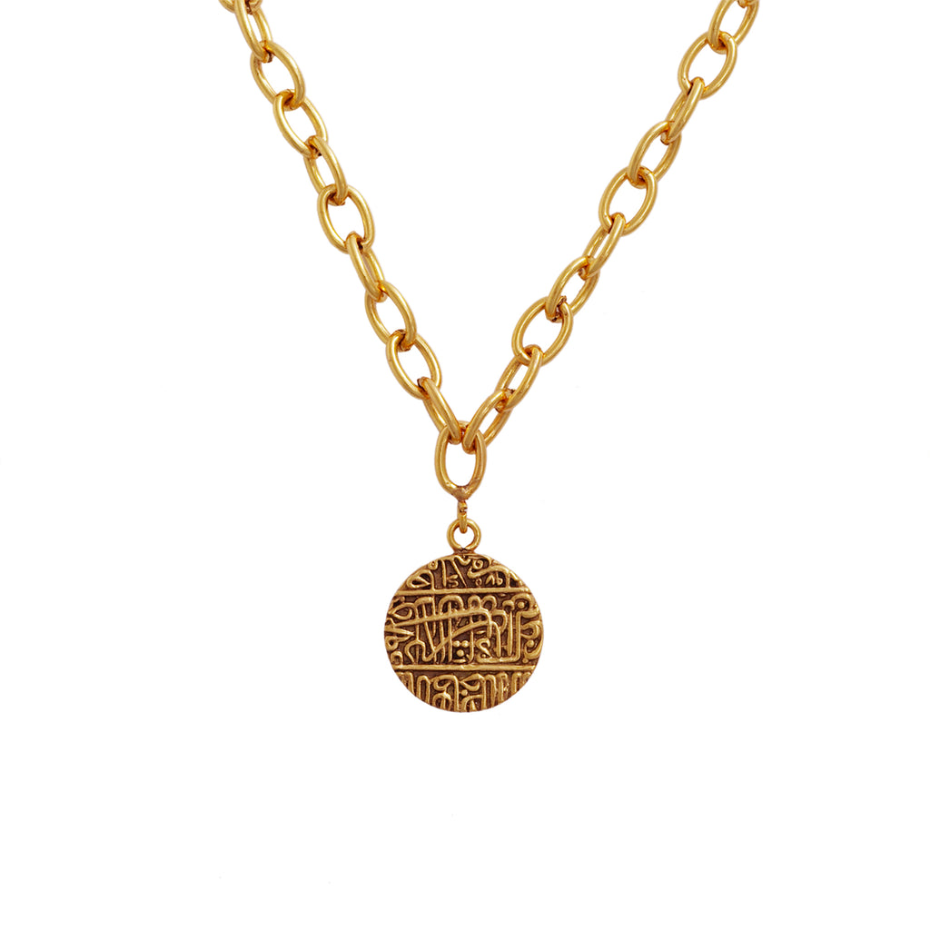Gold Stainless Steel Coin Pendant Necklace | Lisa Angel